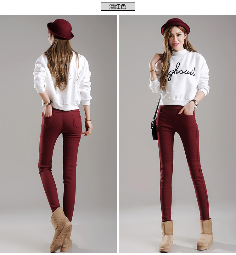 Mặc mùa thu đông cộng với quần legging nhung dày quần dài nữ ấm áp mỏng eo cao kéo dài chân bút chì quần baggy kaki nữ
