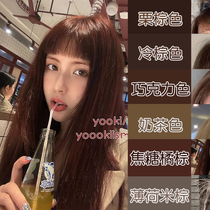 Milk Tea Chestnut Brown Hair Dye Cream Female Expats White plant pure free bleached black tea herself at home dyed hair covered with white hair