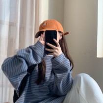 Japanese SLY School of Pie Sweet girl Qingshuang handsome 100 lap streaks loose lazy boyfriend wind long sleeve T