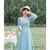 Japans SLY THOM new skirt womens Korean version of chiffon dress shows white mid-length skirt flower color A-line skirt