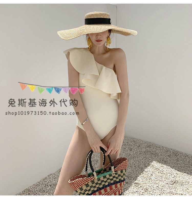 Japan SLY Sanya Seaside Holiday Beach Skirt Pants Skinny Shoulder Leakage Women's Ruffled Swimsuit