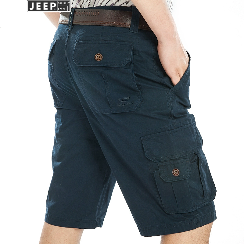 quần short jeep nam mùa hè giản dị nam quần năm điểm quần thẳng cotton rộng quần yếm quần short nam 2020 sản phẩm mới - Quần short