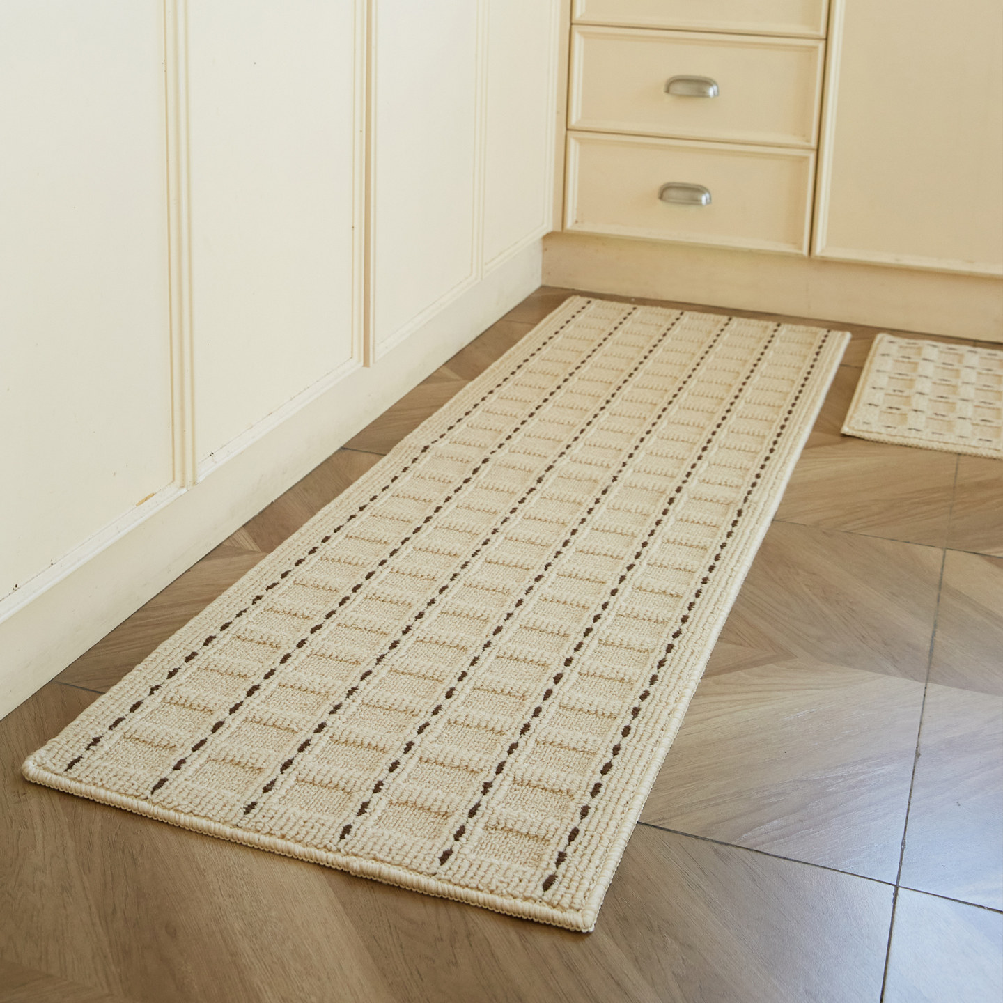 French cream style kitchen floor mat non-slip strip carpet