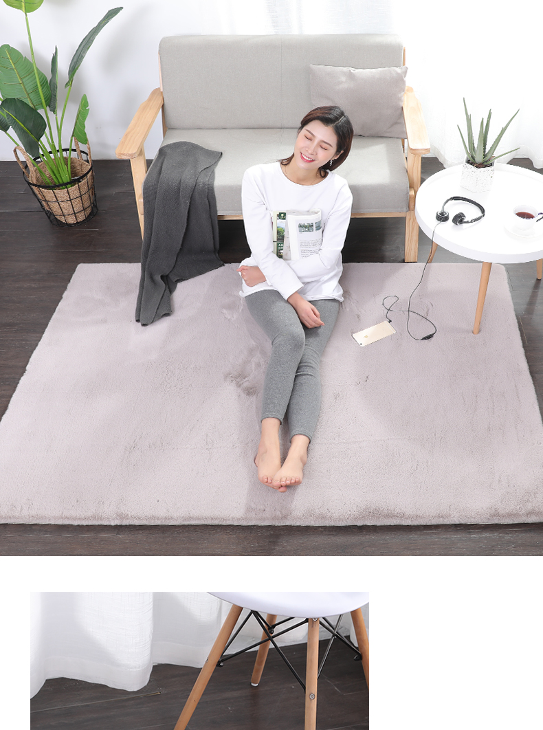 Thảm phòng ngủ đầu giường dày phòng khách bàn cà phê Bắc Âu hiện đại tối giản phòng sang trọng cửa sổ pad đầy lông thỏ giả - Thảm thảm trải sàn nhà