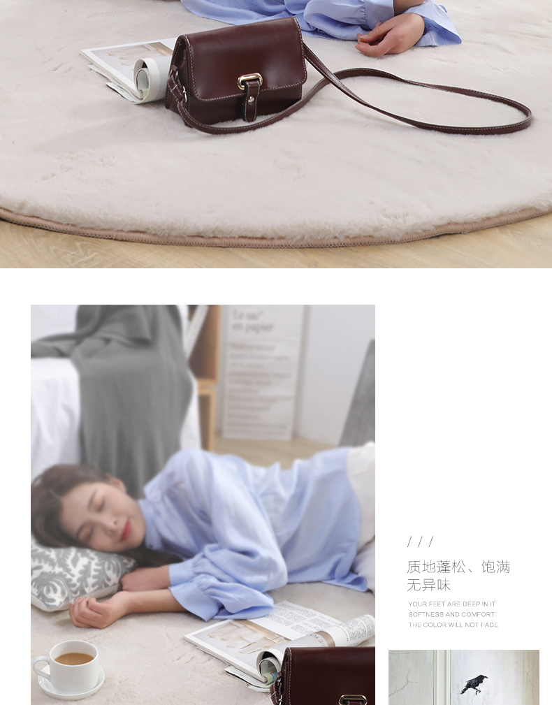 Thảm tròn dày sang trọng phòng ngủ đầu giường chăn cô gái dễ thương net đỏ đơn giản phòng mat giả thỏ lông - Thảm thảm lót
