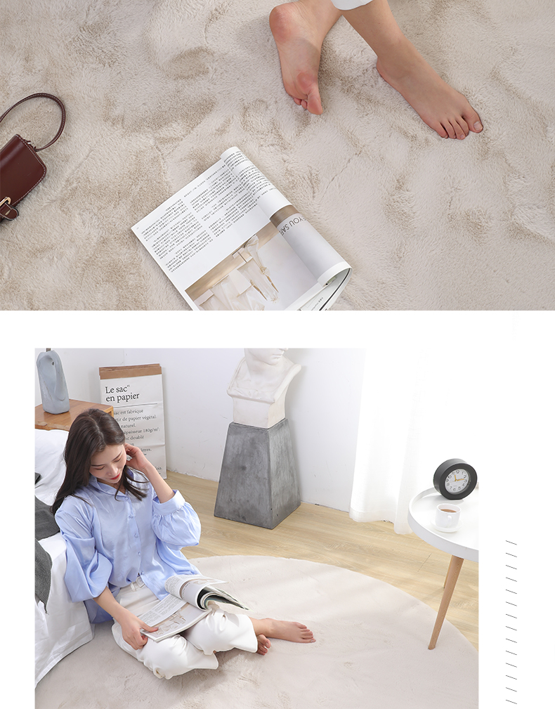 Thảm tròn dày sang trọng phòng ngủ đầu giường chăn cô gái dễ thương net đỏ đơn giản phòng mat giả thỏ lông - Thảm thảm lót
