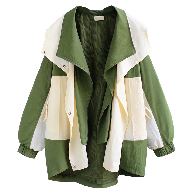 Осенний trench coat, длинная молния, куртка, 2023 год, korean стиль, средняя длина, оверсайз