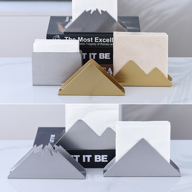 Nordic gold stainless steel tissue holder vertical napkin holder Hotel dining room cafe square towel paper clip custom logo