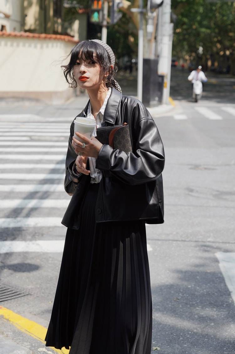 Matte Black Cropped Leather Jacket | Outerwear | Spring/Autumn