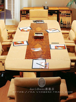  High-end conference table atmospheric style Italian design paint process 6-person small conference table leather