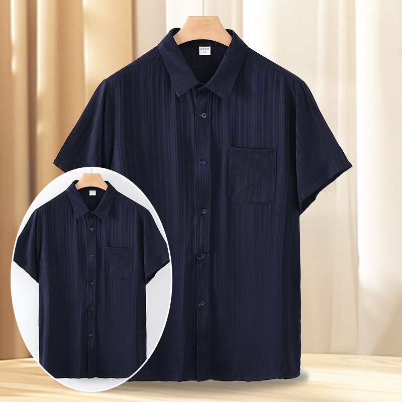 Cotton Silk Shirt Men's Summer Loose Solid Color Artificial Cotton Short-Sleeved Lapel Placket Outer Wear Dad Casual Shirt Cotton Silk Shirt Men's Summer Loose Solid Color Artificial Cotton Short-Sleeved Lapel Placket Outer Wear Dad Casual Shirt