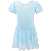 Childrens dance clothes girls ballet practice clothes summer lace puff sleeve body suits Chinese dance clothes