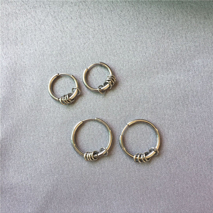 Neutral and cold style classic titanium steel earring Korean personality hipster all-match earrings hoop ear buckle student earrings