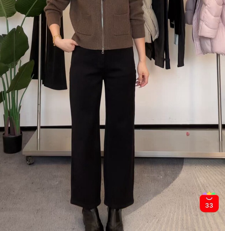 J547361 Versatile Fleece-Lined Four-Way Stretch Denim Straight-Leg Pants! [No Returns or Exchanges]