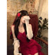 Red Love Rose Pure Desire Sexy High Waist Slim A-Level Red Suspender Dress R3068-1W