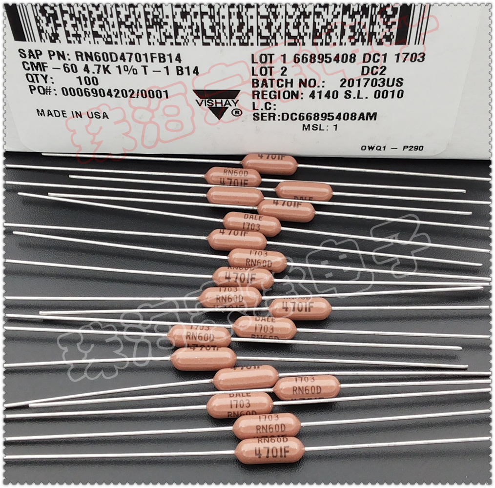 Imported USA 4.7K 0.5W DALE RN60D 4701F Metal Film Resistor 1 2W