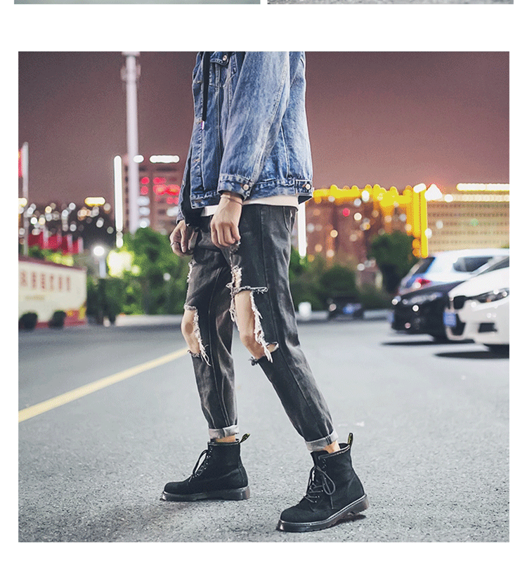Martin ủng nam cao giúp mùa thu ủng nam giày dụng cụ màu đen Anh hoang dã trong thủy triều Martin giày nam giày boot nam độn gót