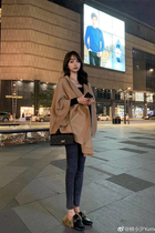 (Shot down 50 limited custom)Lin Xiaoxi temperament coffee cape coat female autumn and winter 2020 new