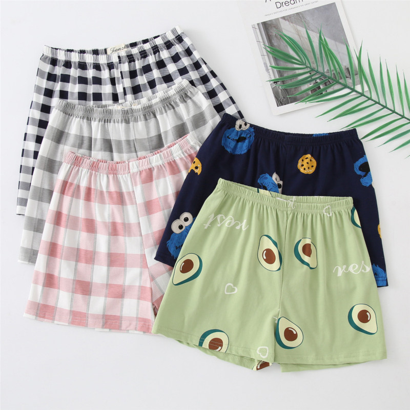 Pajamas pajamas women's summer shorts home plaid cotton loose large size summer thin cotton single can be worn outside