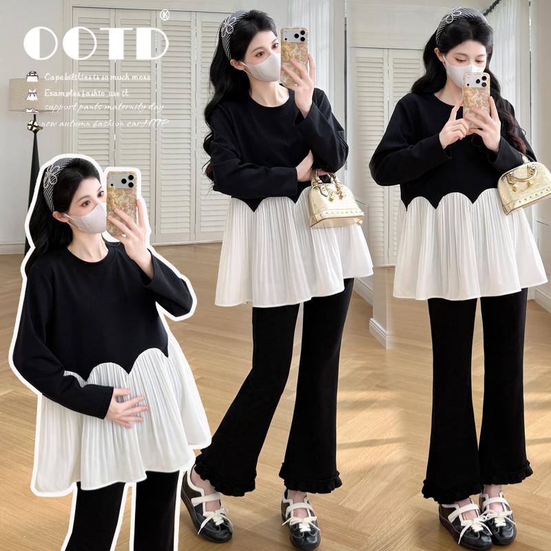 Plus-Size Maternity Set 2026 New Korean Style Fashionable Babydoll Top That Doesn'T Show Pregnancy Belly, Suitable for up to 200 Pounds, Two-Piece Set Plus-Size Maternity Set 2026 New Korean Style Fashionable Babydoll Top That Doesn'T Show Pregnancy Belly, Suitable for up to 200 Pounds, Two-Piece Set