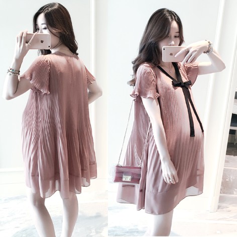 Super size maternity dress top summer fat increase fat mm loose pregnancy a word chiffon skirt 200 pounds