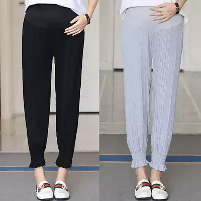 2021 summer pregnant women belly pants chiffon ankle-length pants plus fat fat MM200 kg summer pregnant women pants