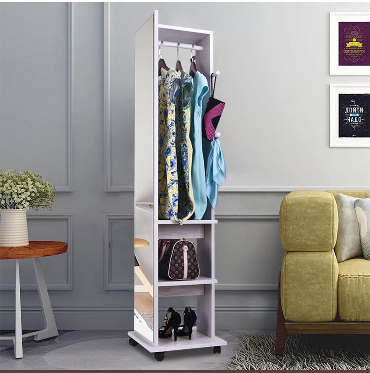 Cloakroom toàn thân sàn thay đồ gương phòng khách tủ lưu trữ đa chức năng gương xoay với tủ trang sức - Gương gương tròn để bàn