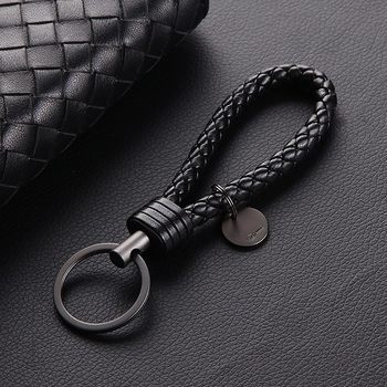 Neutral Woven Leather Rope Keychain Creative Car Logo Keychain Men's Simple Car Key Pendant Keychain.