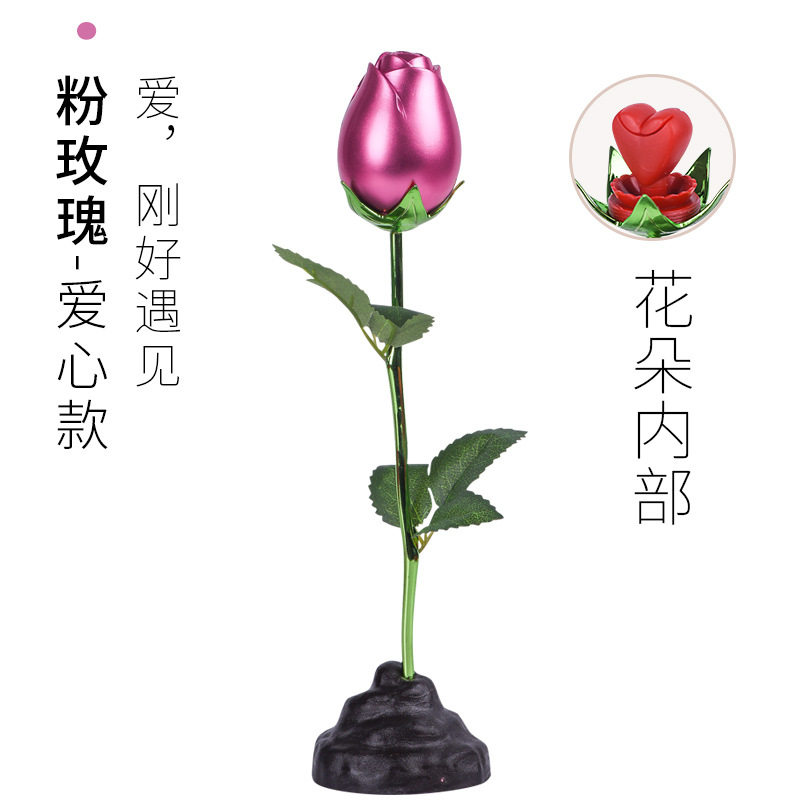 Ювелирная упаковка 金属仿真玫瑰戒指首饰盒子包装盒空盒高档精致高颜值手饰品礼物盒