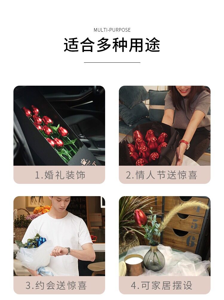 Ювелирная упаковка 金属仿真玫瑰戒指首饰盒子包装盒空盒高档精致高颜值手饰品礼物盒