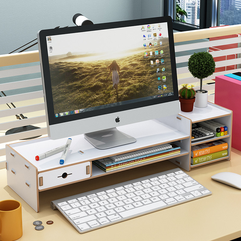 Neck guard computer monitor heightened shelf base screen office desktop storage box office supplies rack