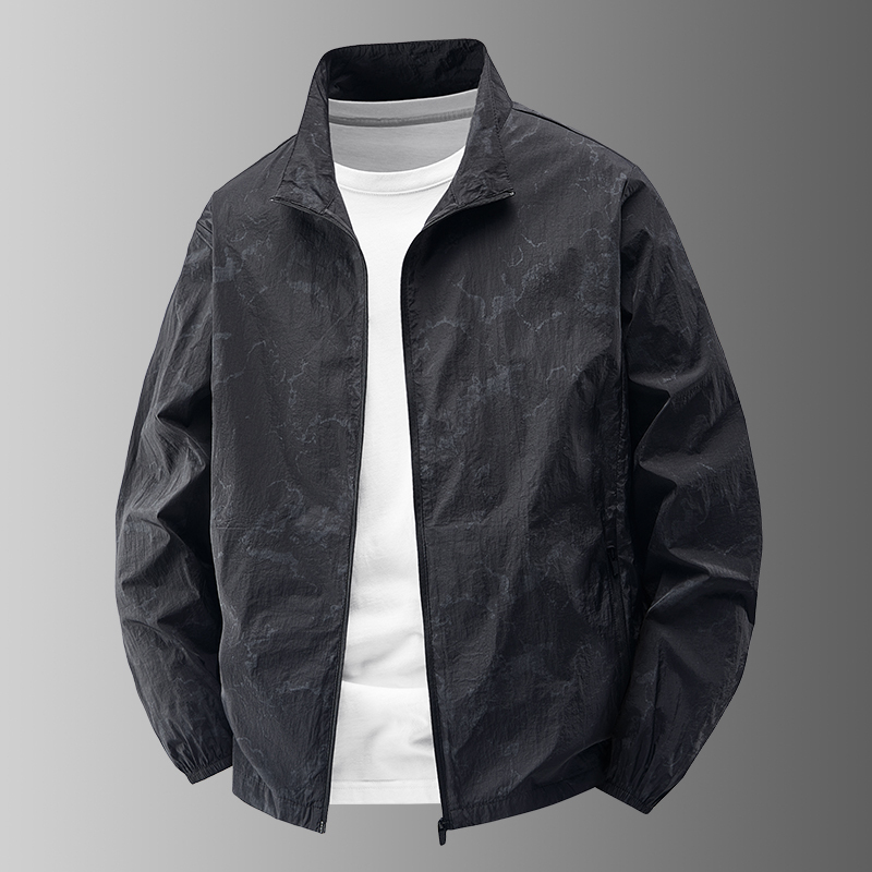 Camouflage Skin Jacket with Stand Collar, Thin Ice Silk Material, Men's Outdoor Fishing and Hiking Clothing, Casual Uv Protection Jacket
