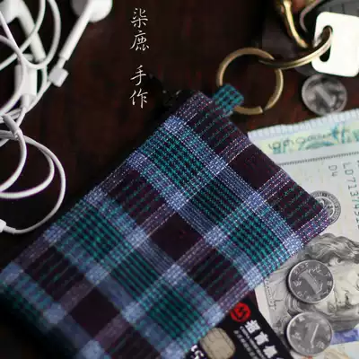 Handmade hand-held card bag coin bag Men's and women's fabric simple mini small coin bag retro canvas bag fabric bag