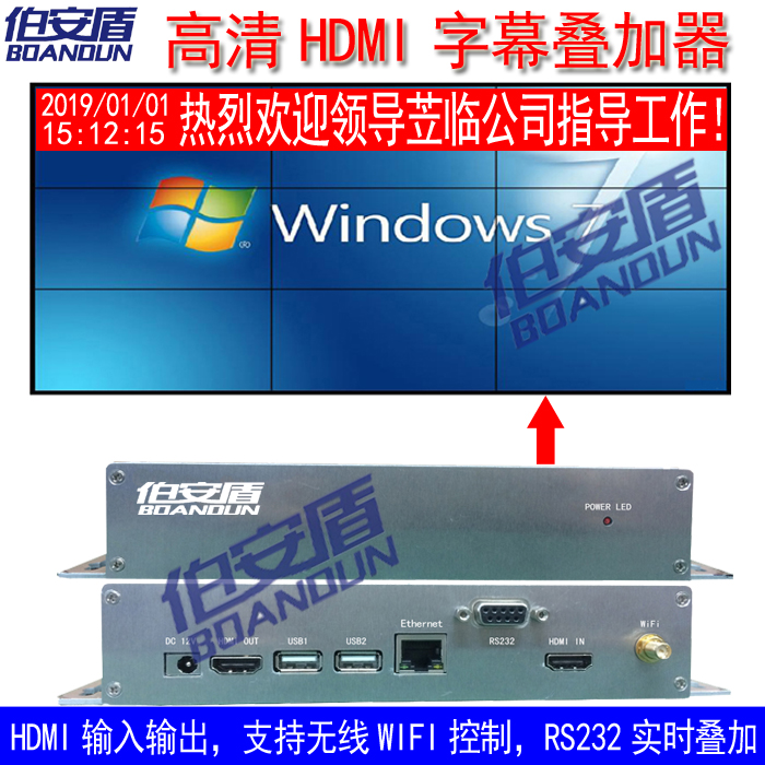 HDMI subtitle machine character overlay OSD picture text LOGO overlay RS232 real-time dynamic overlay