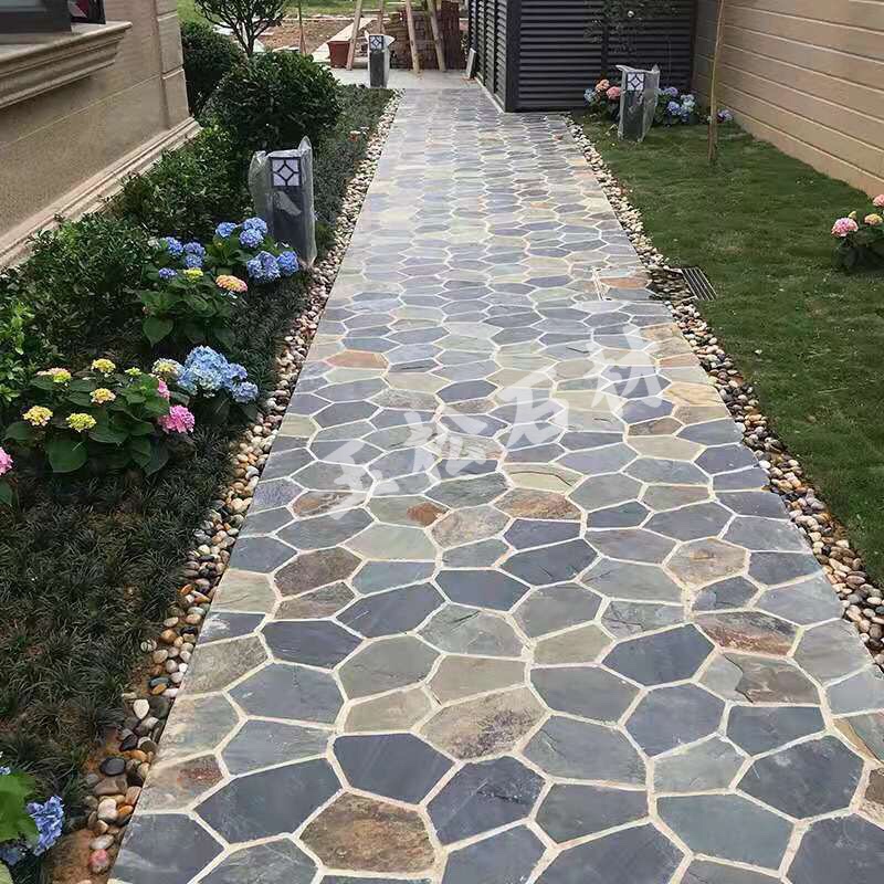 Natural bluestone slab garden courtyard ice crack net paste villa antique rust floor tiles irregular fragmented paving stones