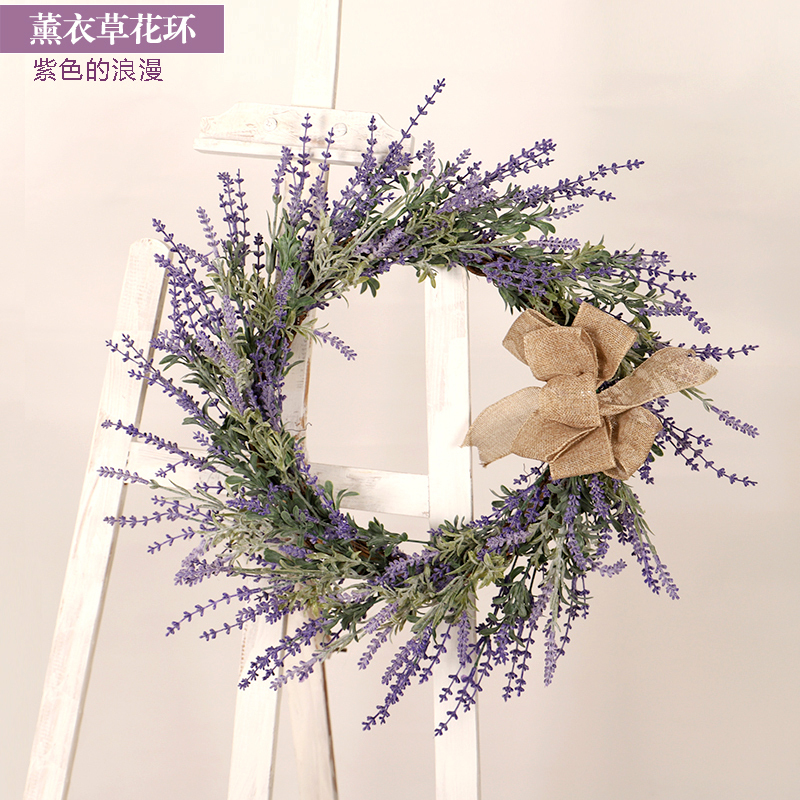 Linen Knot Lavender Wreath Indoor Decoration Wall Hanging Artificial Flower Vine Circle Shopping Mall Hotel Wall Decoration Pendant