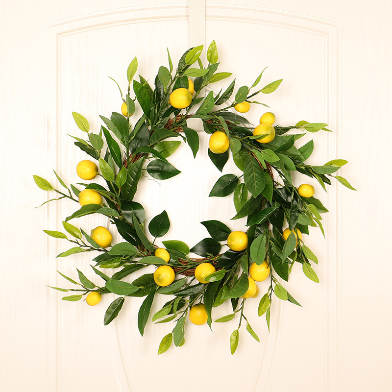Artificial Flower Wall Hanging Vine Lemon Wreath Indoor Flower Home Decoration Door Hanging Mall Decoration Wall Hanging