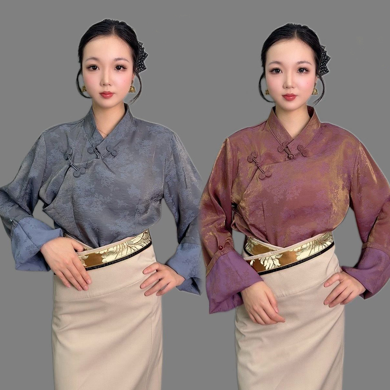 New Chinese-Style High-End Tops, Tibetan Clothing, Women's High-Quality Shirts, Tibetan Women's Shirts, Tibetan Robes