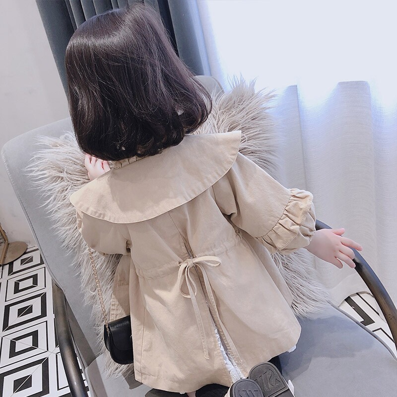 NEXT VSTO girl splicing windbreaker girl baby Korean style autumn coat mid-length foreign style long-sleeved top