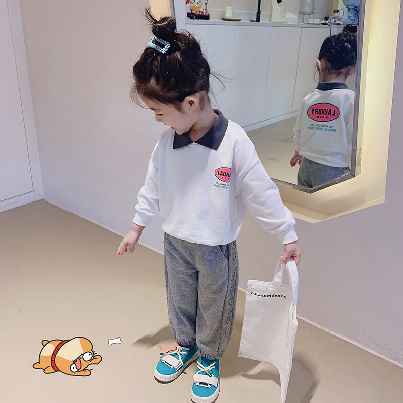 France's Jacadi girl polo shirt 2021 fall new Korean version of children's suit for a small turtlenect blouse