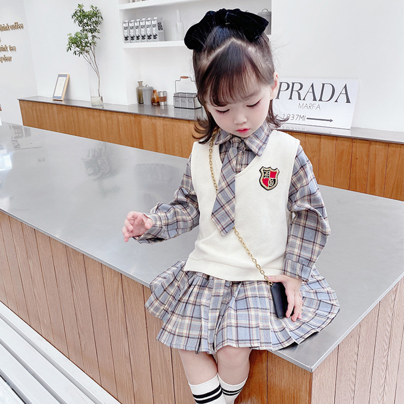 The French Jacadi Girls Fall College Wind Set 2021 Yanping Kids Skirt Girl Kids Skirt Girl two pieces