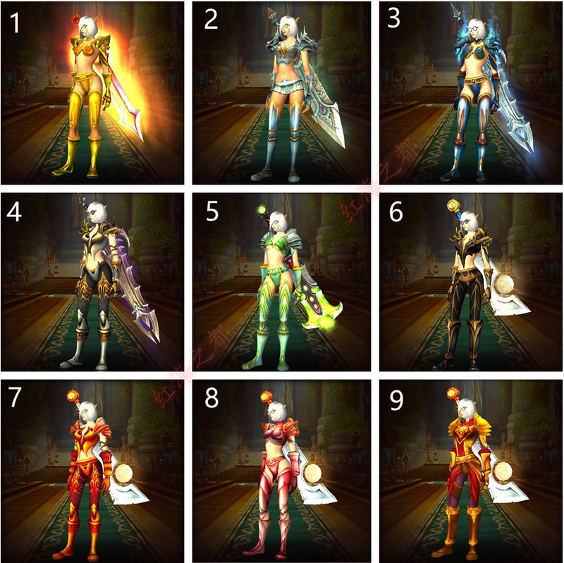 World of Warcraft Chinese Server Plate Armor Transformation Glory Set Nine-Piece Magic Silver Forward Set Glory Leg Armor