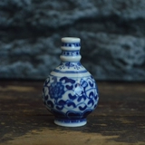 Ретро фарфоровое сине-белое маленькое украшение ручной работы в форме цветка, ручная роспись, маленькая вазочка