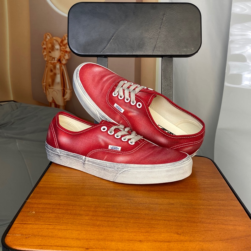 Vans Authentic Low-Top Distressed Canvas Red Unisex Casual Sneakers Vn000Bw5Cjh