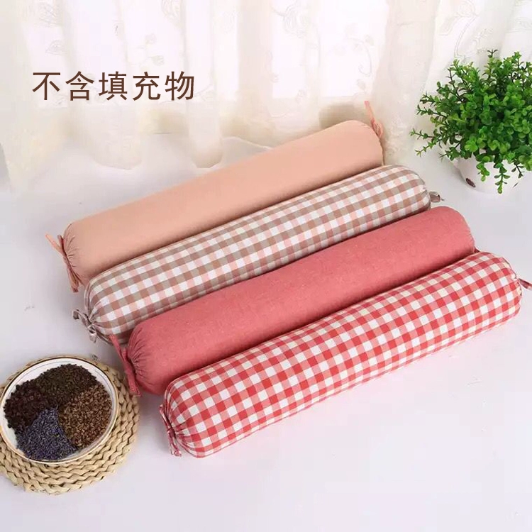 Gối tròn gối vuông Áo khoác cotton tinh khiết Dây kéo bên trong mạnh mẽ Vỏ gối kẹo cổ tử cung gối tre