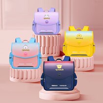 Childrens double shoulder 2022 new backpacks cute male schoolgirls waterproof light Tibetan blue Oxford spinning minus negative care spine