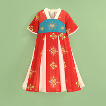 Little Tiger Patty Girls Hanfu Summer Thin 2021 New Childrens Antiquities Short Sleeve Dress Chinese Style