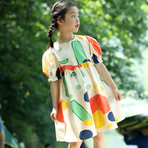 Little Tiger Patty Girl Summer Print Dress 2021 New Cotton Skirt