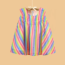 Little Tiger Patty Girls Summer Dress T-shirt Children Rainbow Top 2021 New Sleeveless Baby Shirt Loose Tide