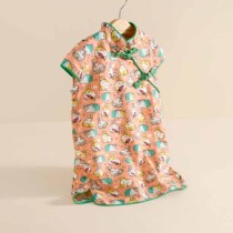 Small Tiger Patti Children China Wind Qipao Girl Pure Cotton Small Rabbit Short Sleeve One-piece Dress Summer Dress New Princess Dress